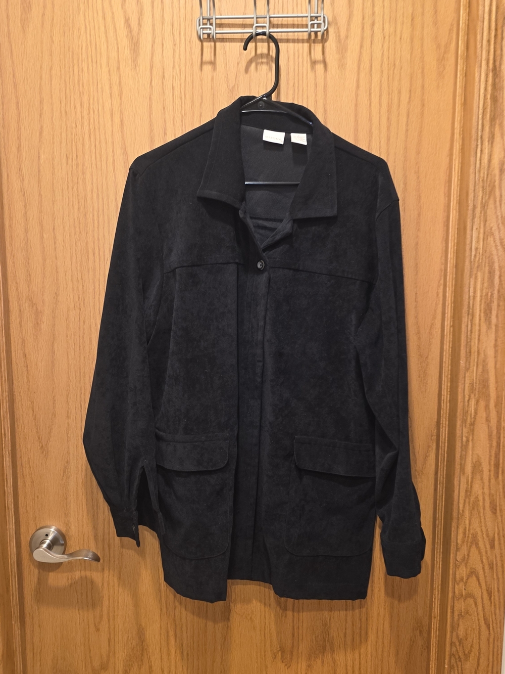 Merona Black Suede-Look Button Down Shirt Jacket